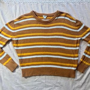 Garage Crew Neck Cropped Top Sweater MUSTARD